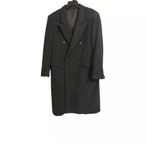 NICOLO Classic Men's Grey Black Wool & Cashmere Long Top Coat Italy Sz 42R